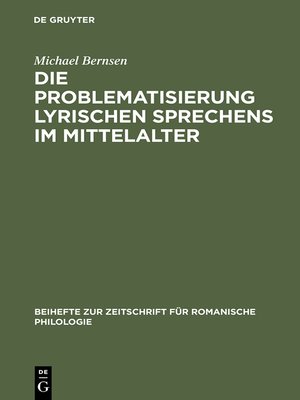 cover image of Die Problematisierung lyrischen Sprechens im Mittelalter